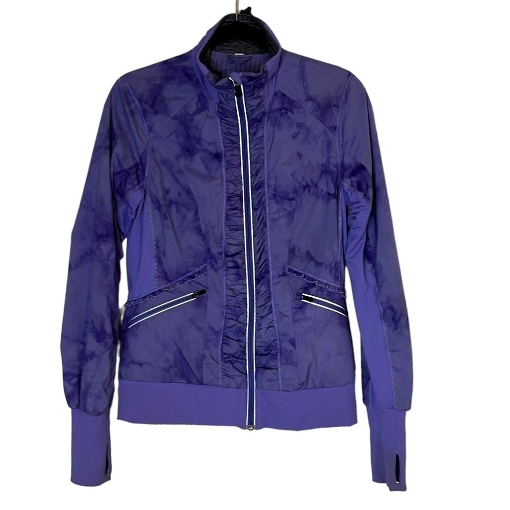 Lululemon Run Get Up And Go Jacket Size 6 Purple Grapeseed Seabed Ruffle